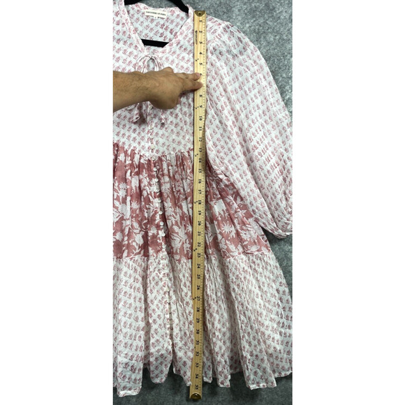 Daughters of India Womens Nora Mini Dress Boho Floral Primrose Pink White XL - Picture 12 of 13